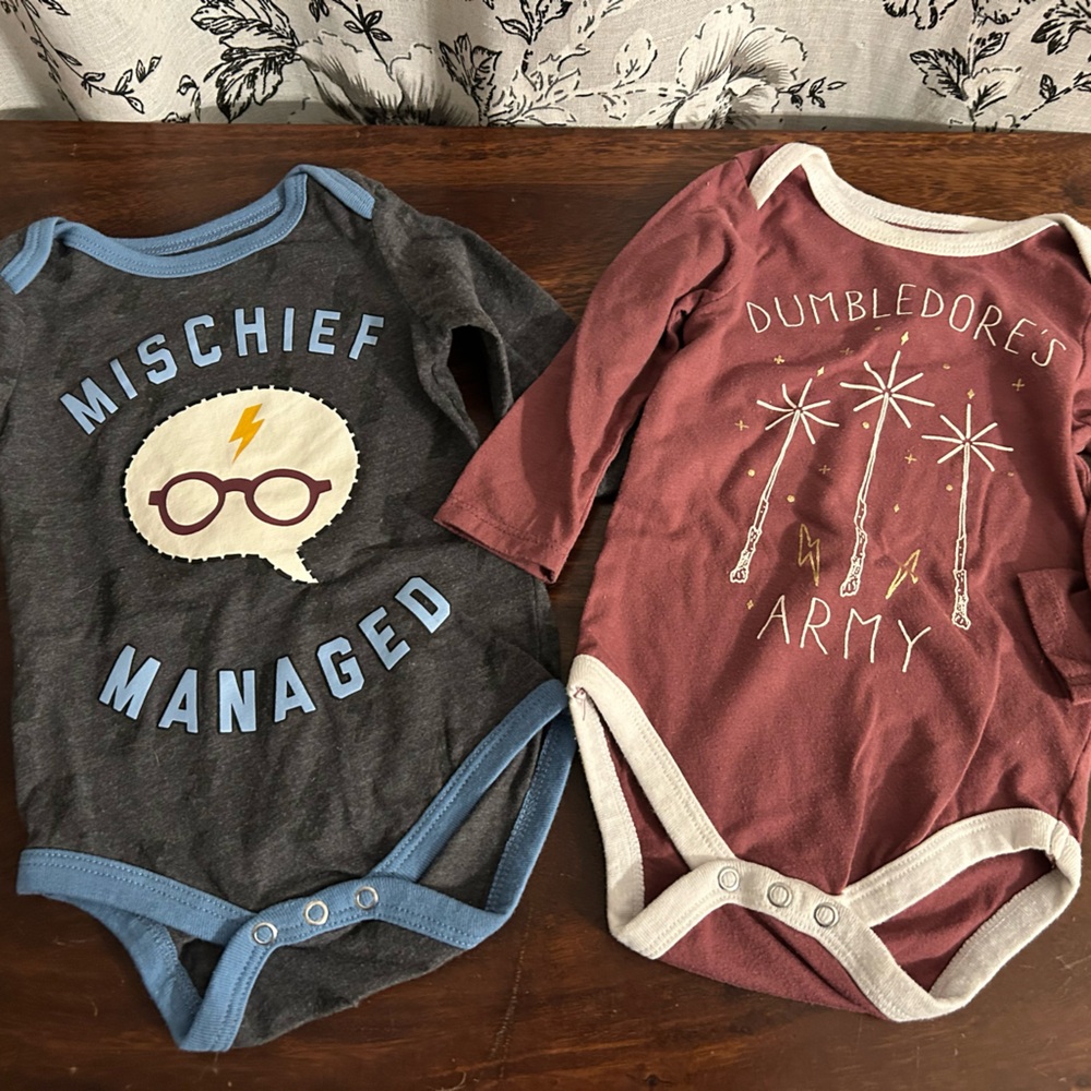 TWO Harry Potter Onesies - 6-9 Months
